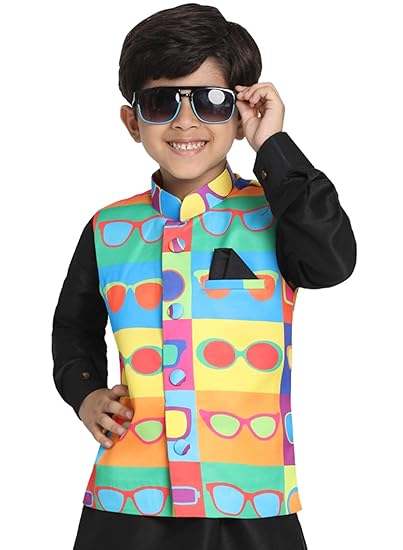 Light Blue Cotton Silk Blend Boys Nehru Modi Jacket