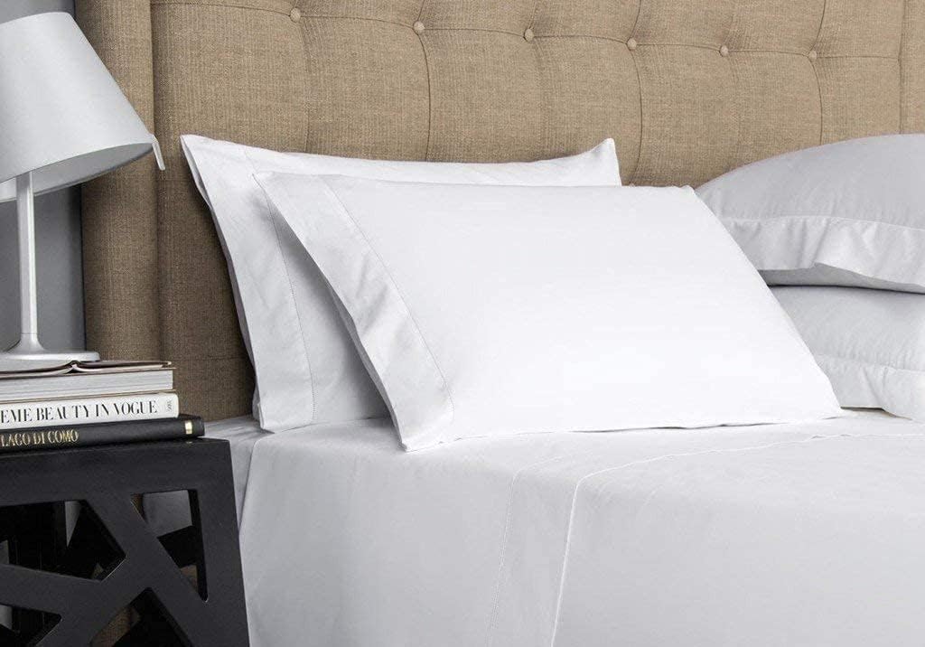 Kamas Egyptian Cotton Sateen Weave Pack of 2 Extra Large Pillowcase to Fit Your Oversized Pancake Large Huge & Gusseted Pillows (White, King Oversize- 23x43)