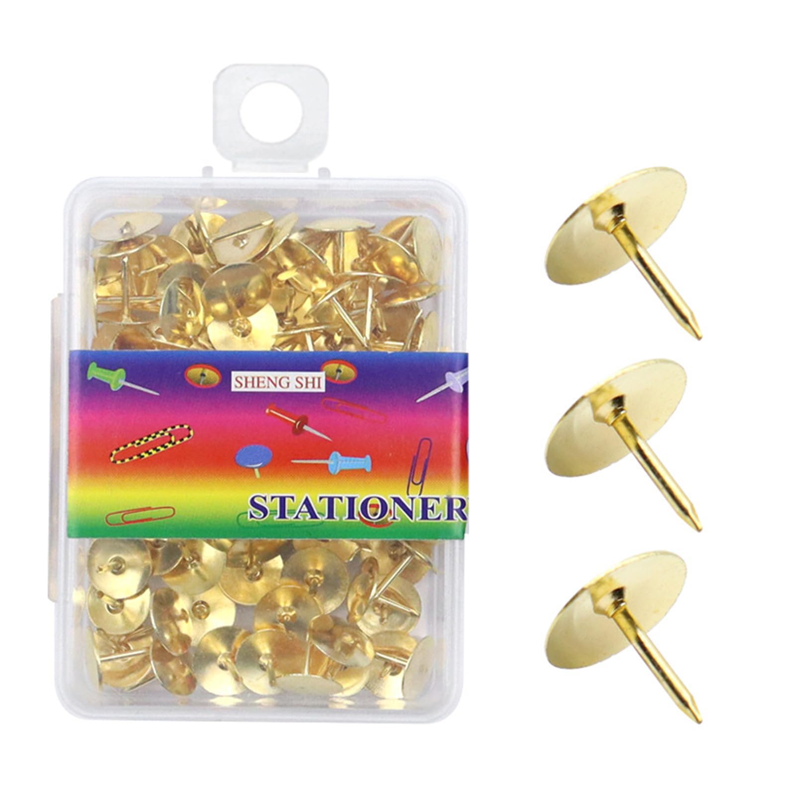200Pcs Plated Push Pins Metal Thumbtacks Flat Head Cork Notice Board Thumb Tacks for Bulletin Board Metal