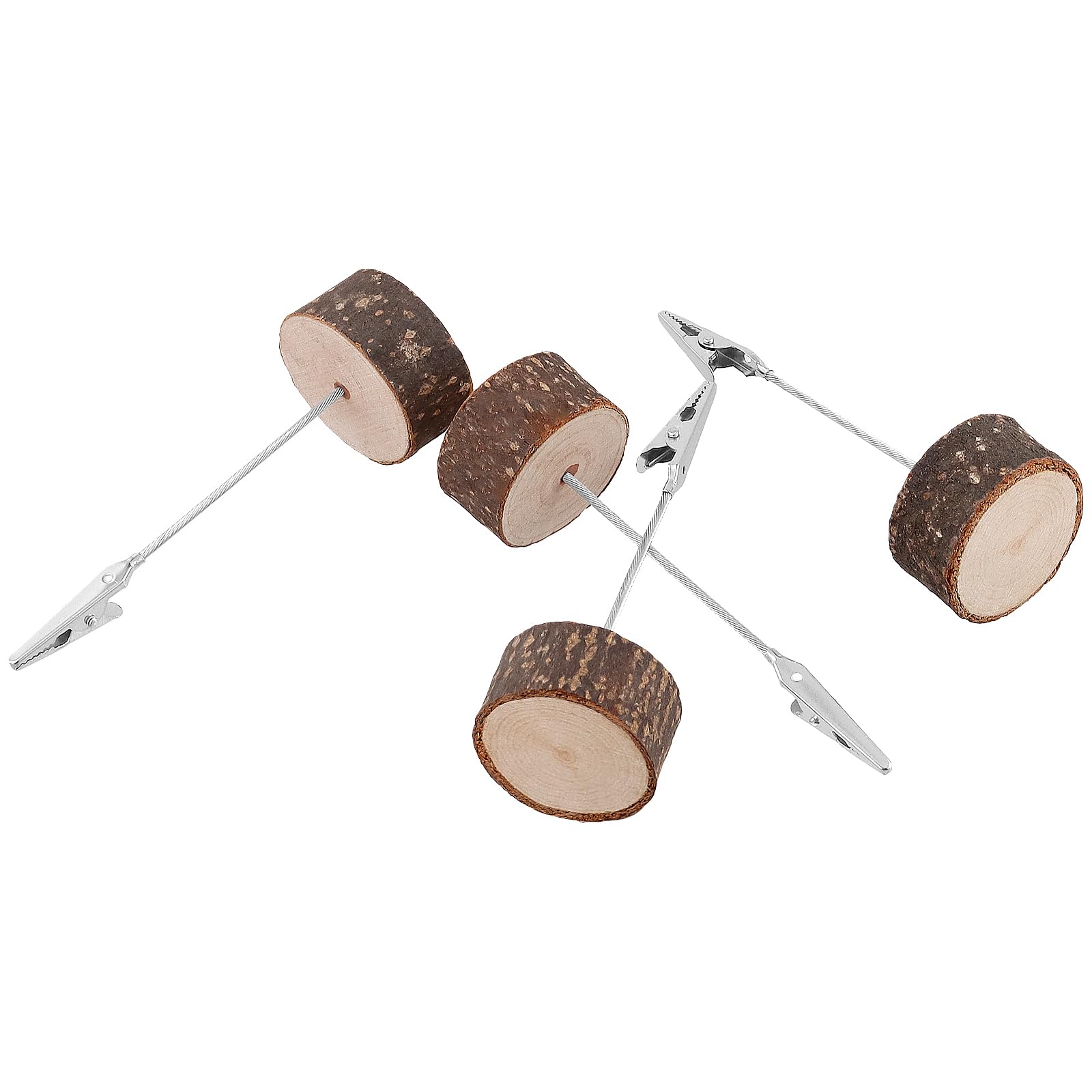 KEILEOHO Porte Photo Pince Lot de 30 - Support Photo avec Pince Crocodile et Base en Bois - Pour Cartes Postales, Photos, Notes - Décoration Bureau, Mariage, Fête, Maison