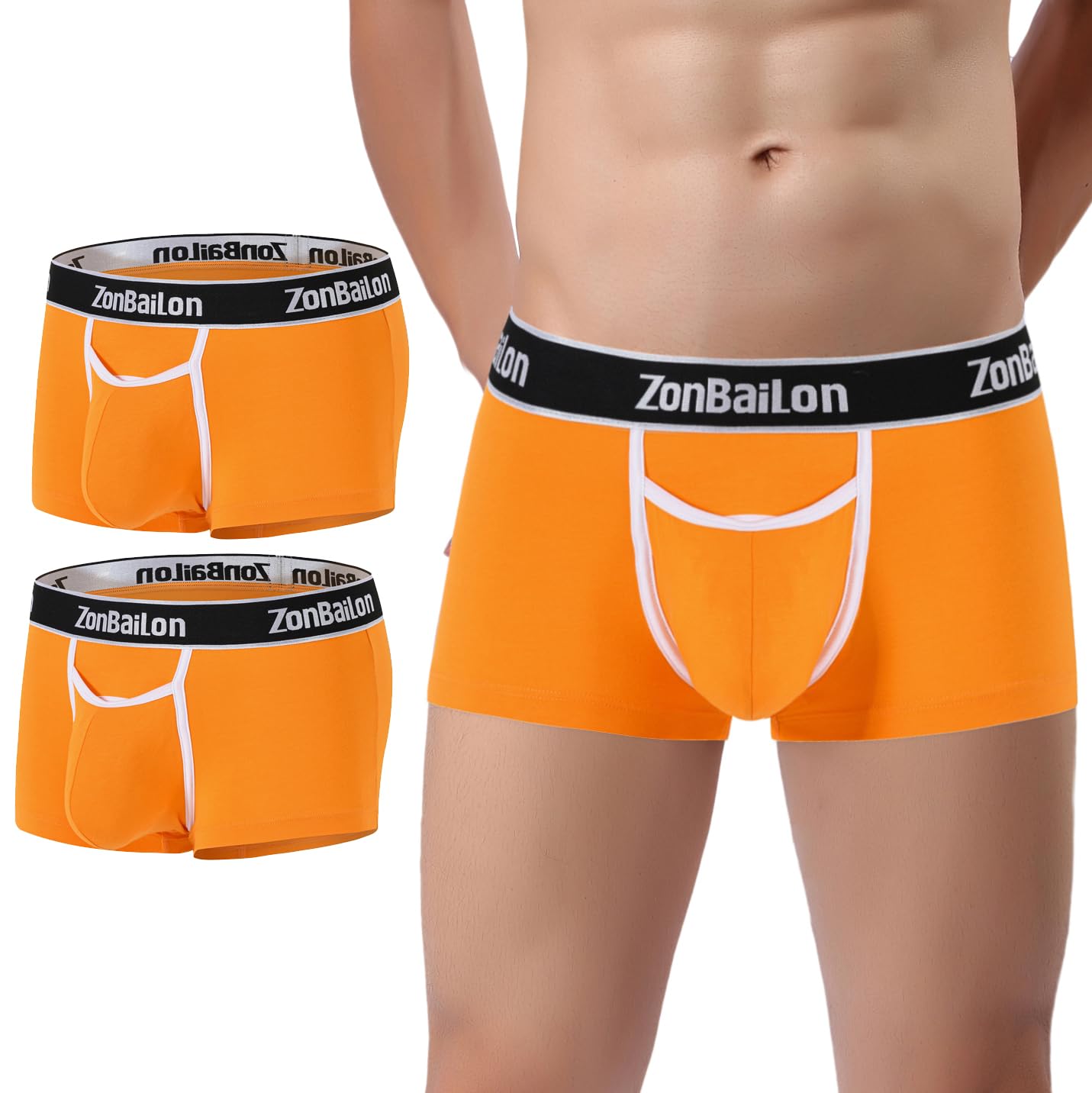 SUMABA Mens Underwear Boxer Briefs with Horizontal Fly