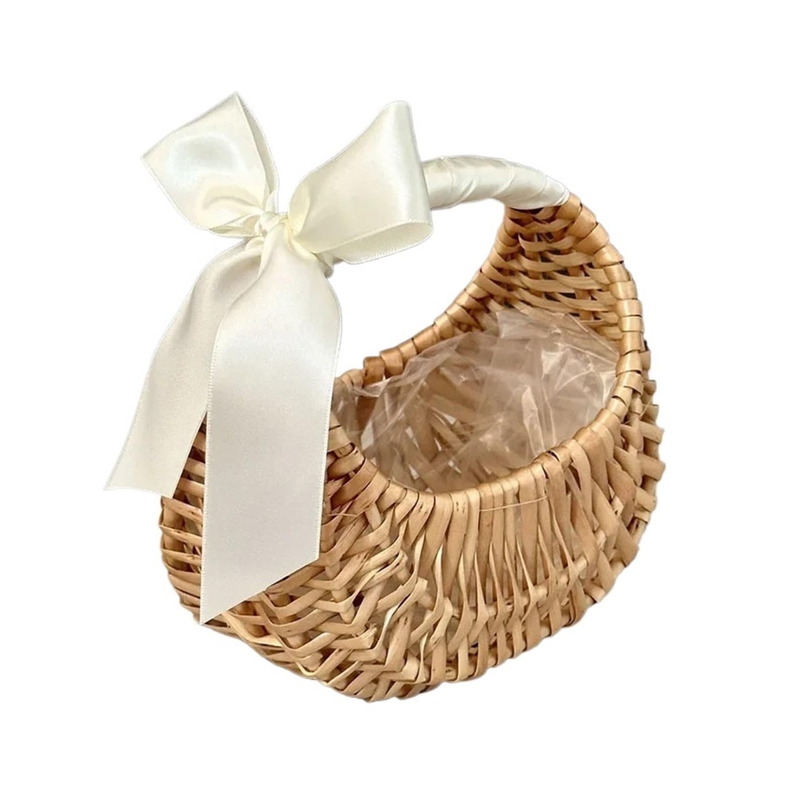 Hamper Basket Wicker Rattan Basket Woven Flower Basket For Home Wedding Storage Basket Flower Girl Hand Basket(Color:2)