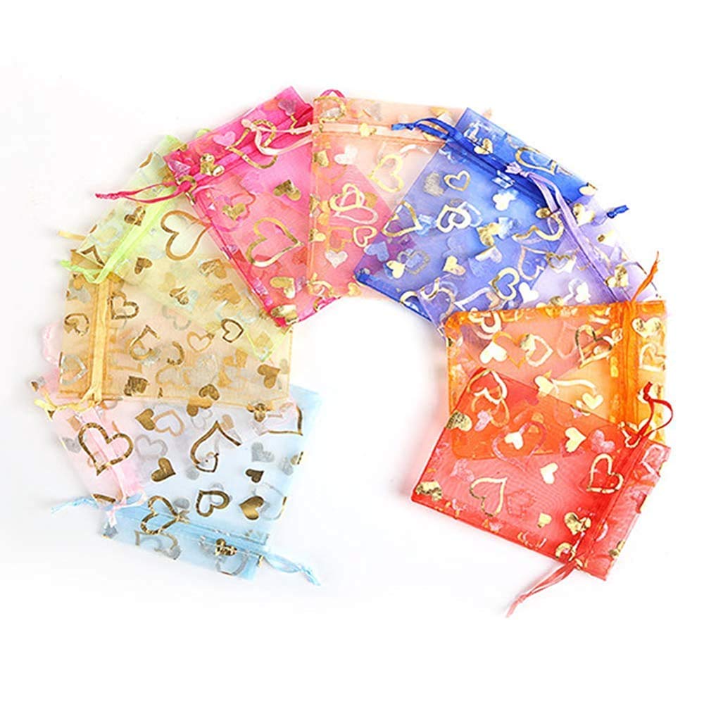 Beingelegant - 9X12 Cm Pack of 100 Pcs. Organza Potli Bag Wedding Gift Drawstring Pouch Mix Color-image-19
