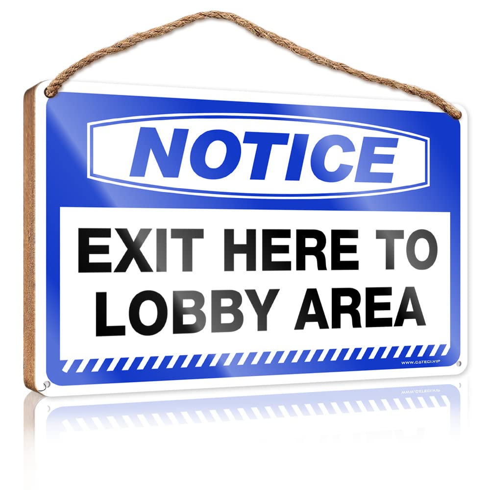 Farmhouse Hanging Sign Notice Exit Here To Lobby Area Wooden Sign(15X28CM)