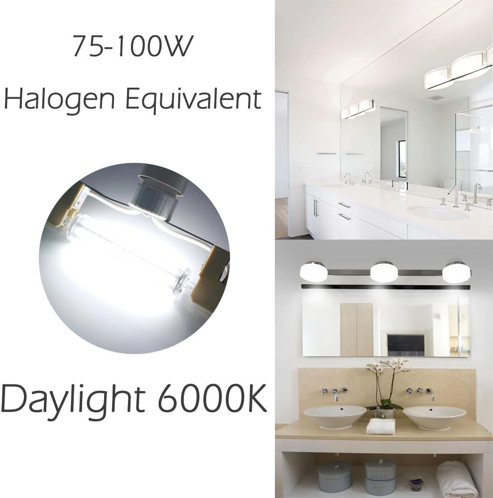 Klarlight R7S 118mm J Type LED Dimmable Corn Bulb 10 Watt Daylight 75-100W T3 R7S Halogen Replacement Bulbs, J118 LED Double Ended Lamp Base Flood Lights Tube Lamps (10 Watt, Daylight)