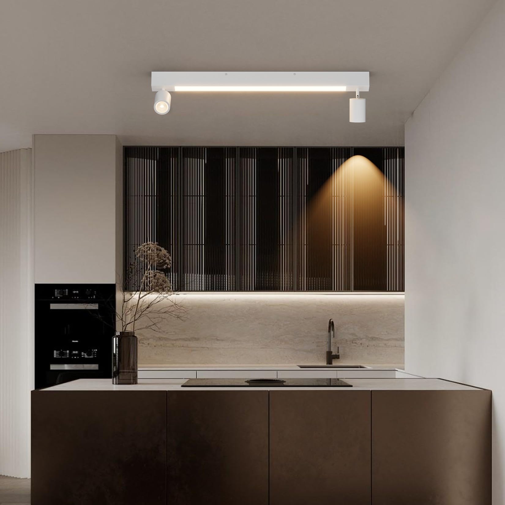 Klighten Lampara Techo con 2 Focos, 28W 2070 Lumen LED + 2 GU10 Casquillo, Focos de Techo Ajustables Moderno, Plafón Focos para Salon, Dormitorio, Cocina, Biacno, Bombilla GU10 no Incluida