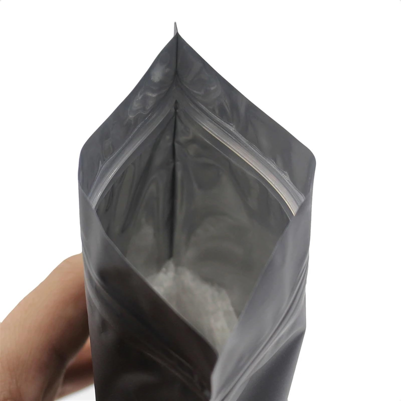 busta richiudibile, 50/100 pezzi richiudibili in polvere di erbe caffè con cerniera, sacchetti piatti, piccoli in alluminio chiusura a zip, in Mylar, neri opachi(Black 100pcs,12x18cm)