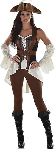 Amscan Disfraz de pirata náufrago para mujer, talla XXL (18-20), atractivo traje de cazadora de tesoros multicolor perfecto para fiestas de