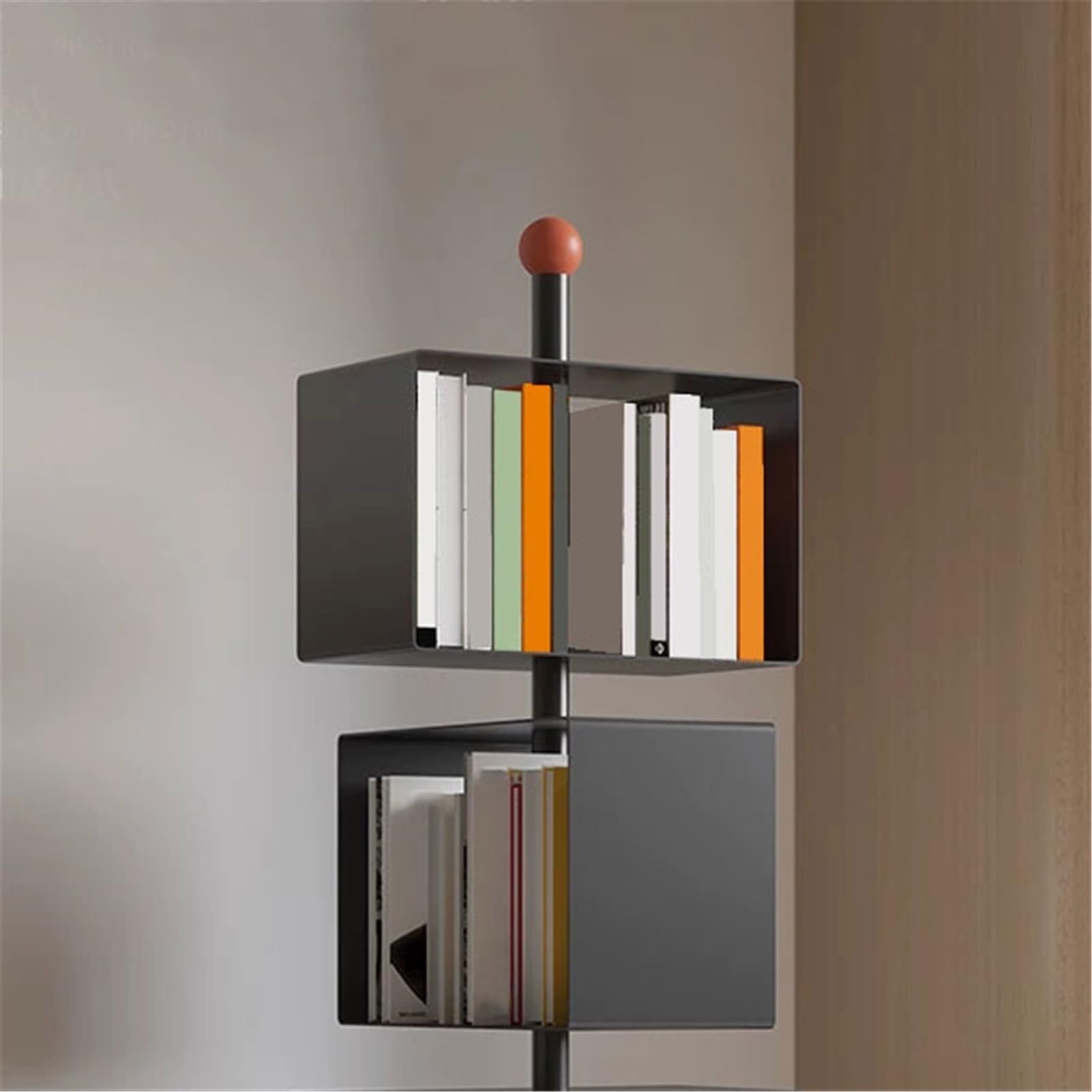 Vitrinenregale Rotation bodenstehender moderner kreativer Eisen-Bücherregal-Eck-Minimalismus-Display-Aufbewahrungsständer freistehend