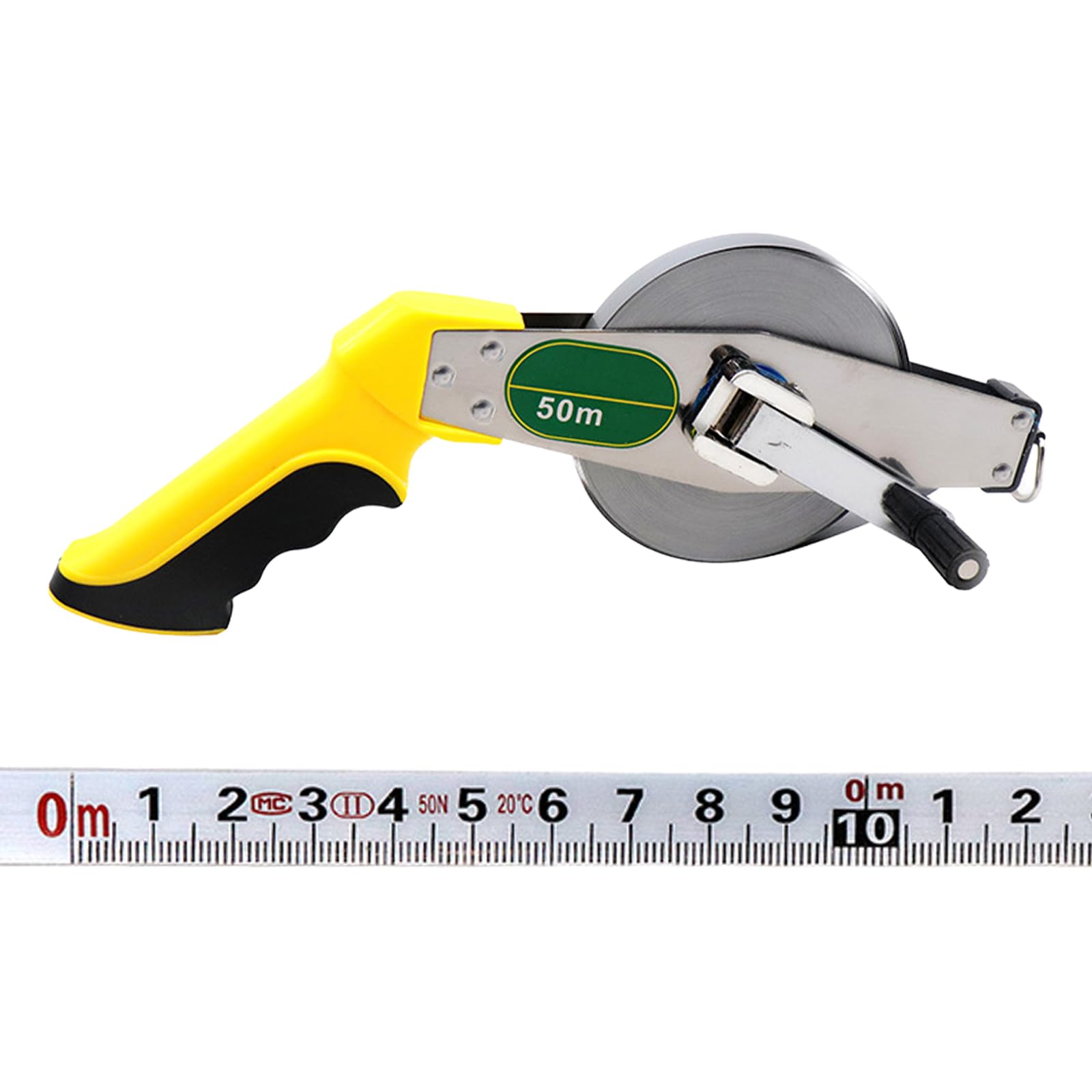 Tape Measure 50 Meters, Long Tape Measure, High Accuracy Tape Measure, Durable Steel Tape Measure for Accurate Measurements, Tape Measure with Ergonomic Handle, Meter for Construction Works