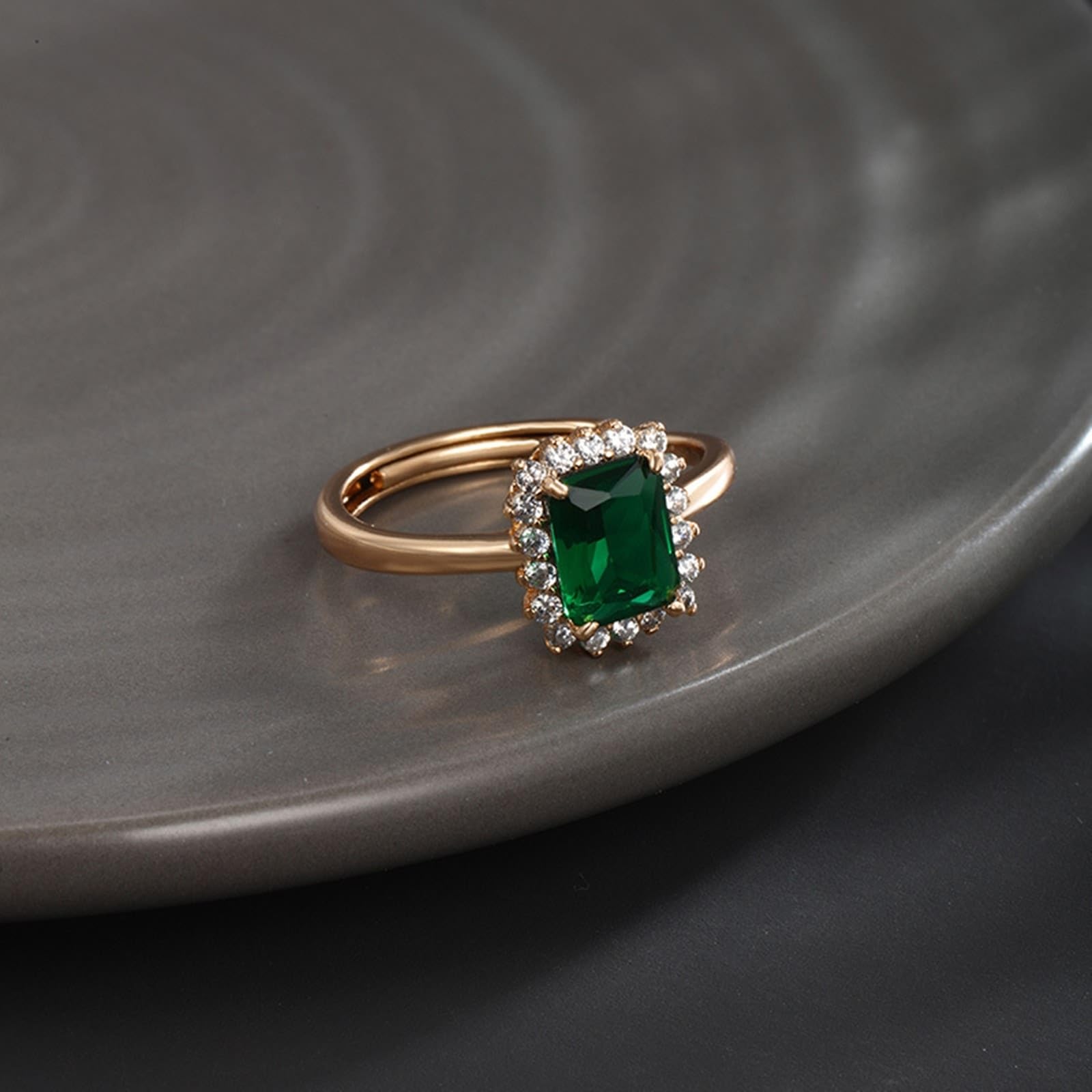 Anello solitario in vero oro bianco 9 K/14 K/18 K, anello aperto di fidanzamento
