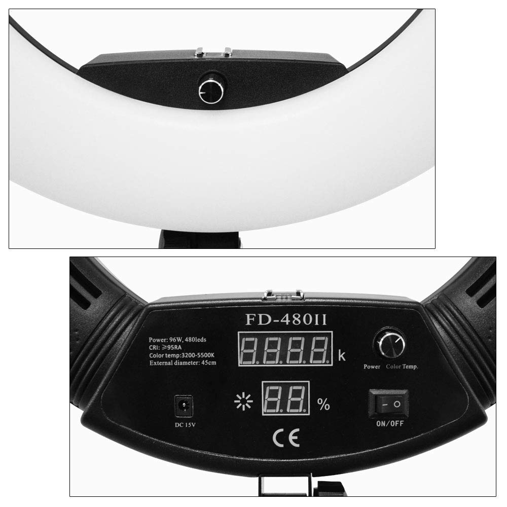 Luce Anello LED 18 Pollici Con Telecomando - Kit Completo Per Foto E Video, Regolabile 3200K-5500K - Foto 10