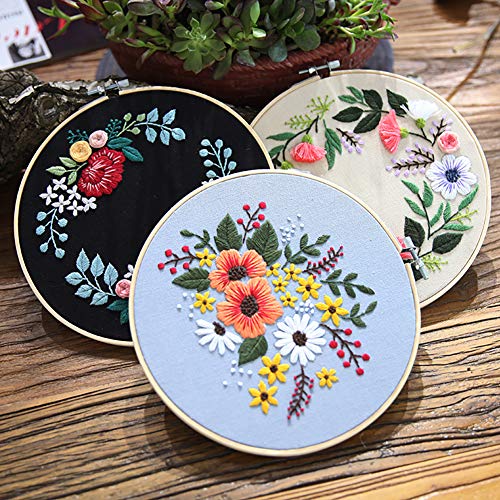 Linen Needlework Fabric, Kissbuty 7 Colors Linen Fabric Cloth for Garment Craft Flower Pot Decoration Embroidery Cross Stitch Cloth, 19.6 by 19.6 Inch (7 Colors)