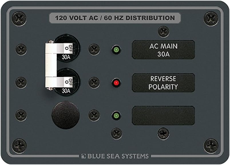 Blue Sea Systems 8029 PANEL AC TOGGLE/1 BLANK Traditional Metal Panel - AC Main + 1 Positions