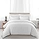 MOONLIGHT20015 Double Duvet Set Reversible Stripes Satin Double Bedding Set with 2 Pillowcases Soft Hypoallergenic Duvet Cover (White 200x200 CM)
