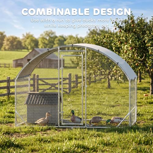 Image of PawHut Duck Coop, Wooden Duck House, Outdoor Small Animal House with Openable Roof, Double Doors, Removable Base for 1-3 Ducks, Chickens, Rabbits, Cats, Light Gray