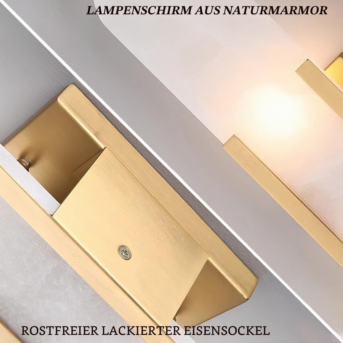 Wandlampe Innen Natürliche Marmor Wandleuchte 3000K Nordische Minimalistische Moderne G4 Wandlichter Mattes Eisengestell Wandbeleuchtung für Schlafzimmer Wohnzimmer Flur Treppe,Schwarz,35cm