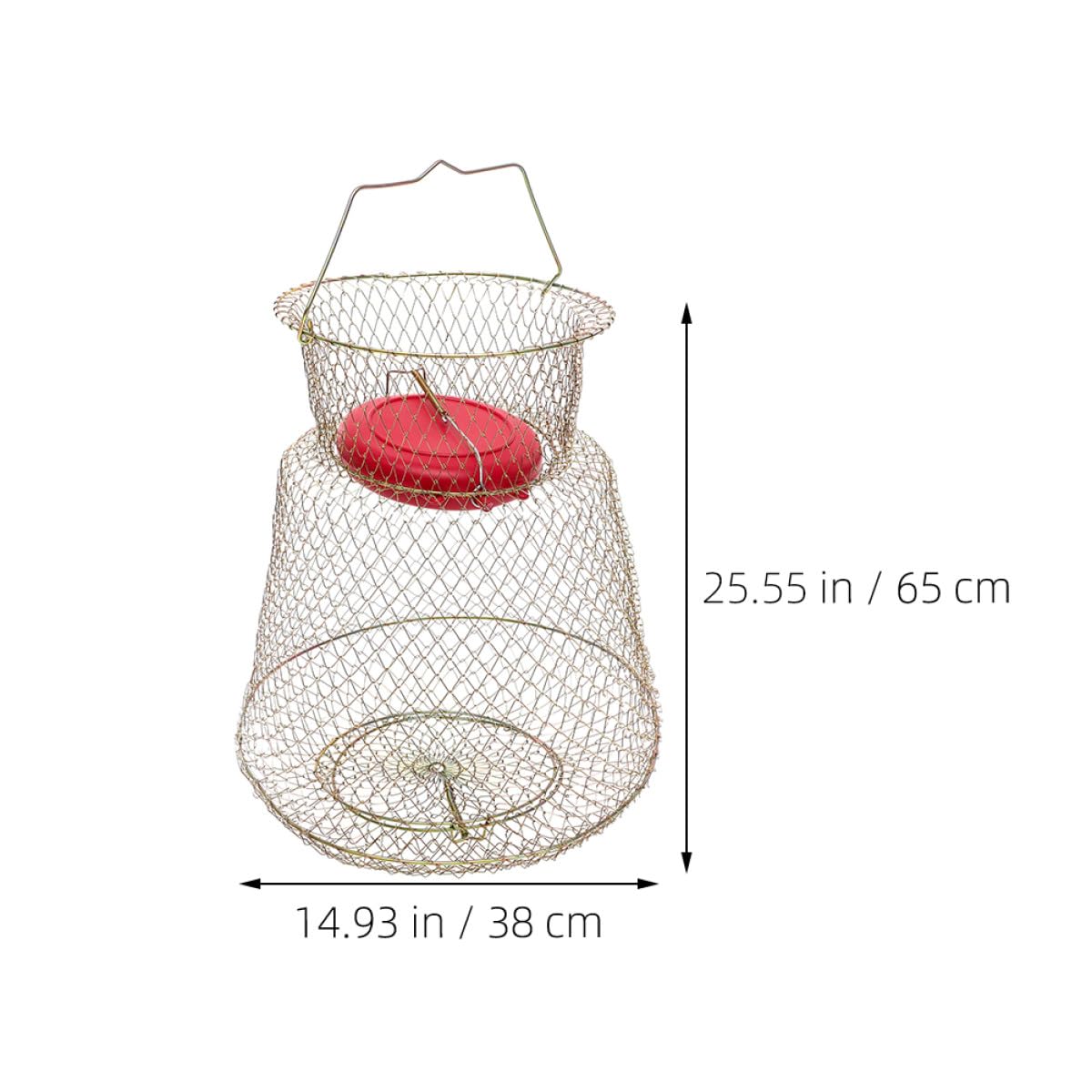 Abaodam Cesto per Pesci Pieghevole in Filo di Acciaio Zincato Galleggiante Cestino Metallico per Pesca e Granchi Accessorio Portatile per Pescatori e Uso Outdoor