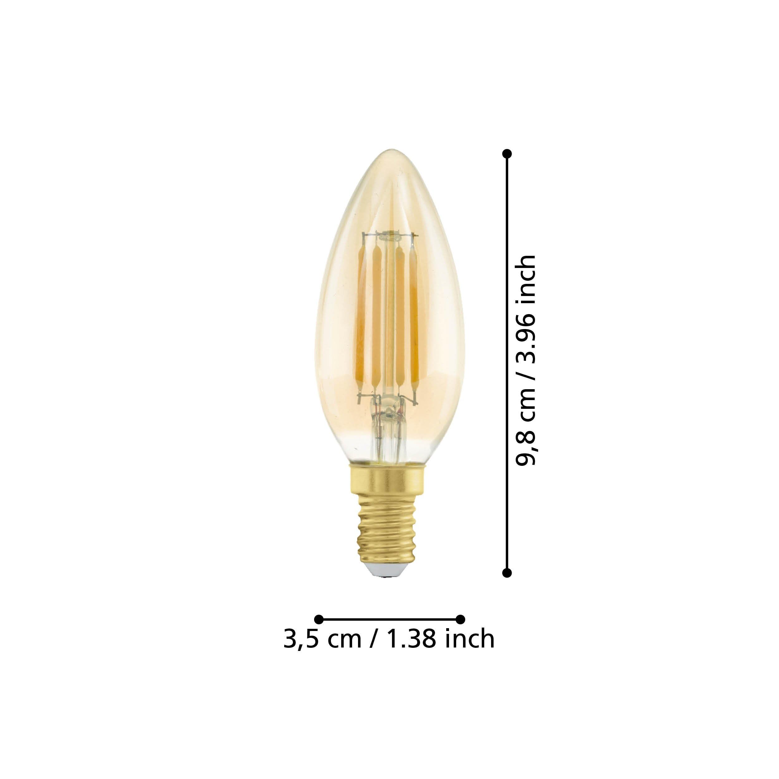 Eglo E14 LED Edison lamp, Amber Vintage Filament Candle Light Bulb, Retro Lighting, 4 watt (Equivalent to 26 watt), 270 Lumen - Image 3