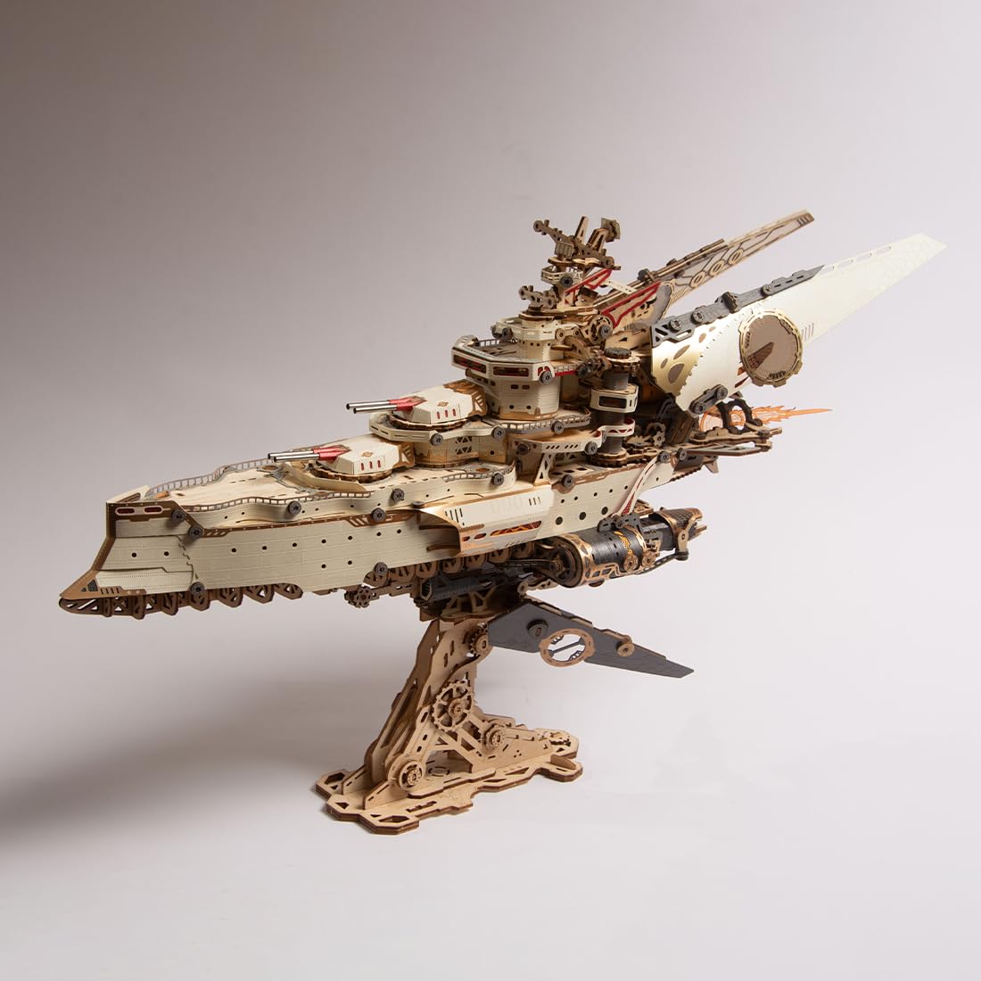Dieselpunk Nave spaziale 3D in legno e carta, 912 pezzi, bianco