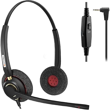 Amazon Co Jp Arama 2 5mm ヘッドセット 電話機用 電話ヘッドセット マイク付き ミュートボタン付き 軽量 Grandstream Panasonic Zultys Gigasetなどに対応 電話機対応 業務用ヘッドホン 両耳 A802cp 家電 カメラ
