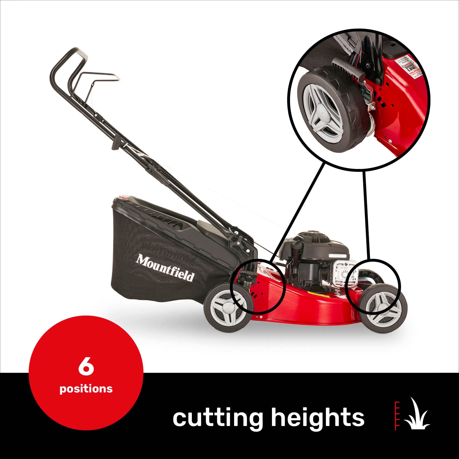 Mountfield Cortacésped de propulsión Manual, Modelo HP185, Rojo y Gris, artículo 2L0481043/MC