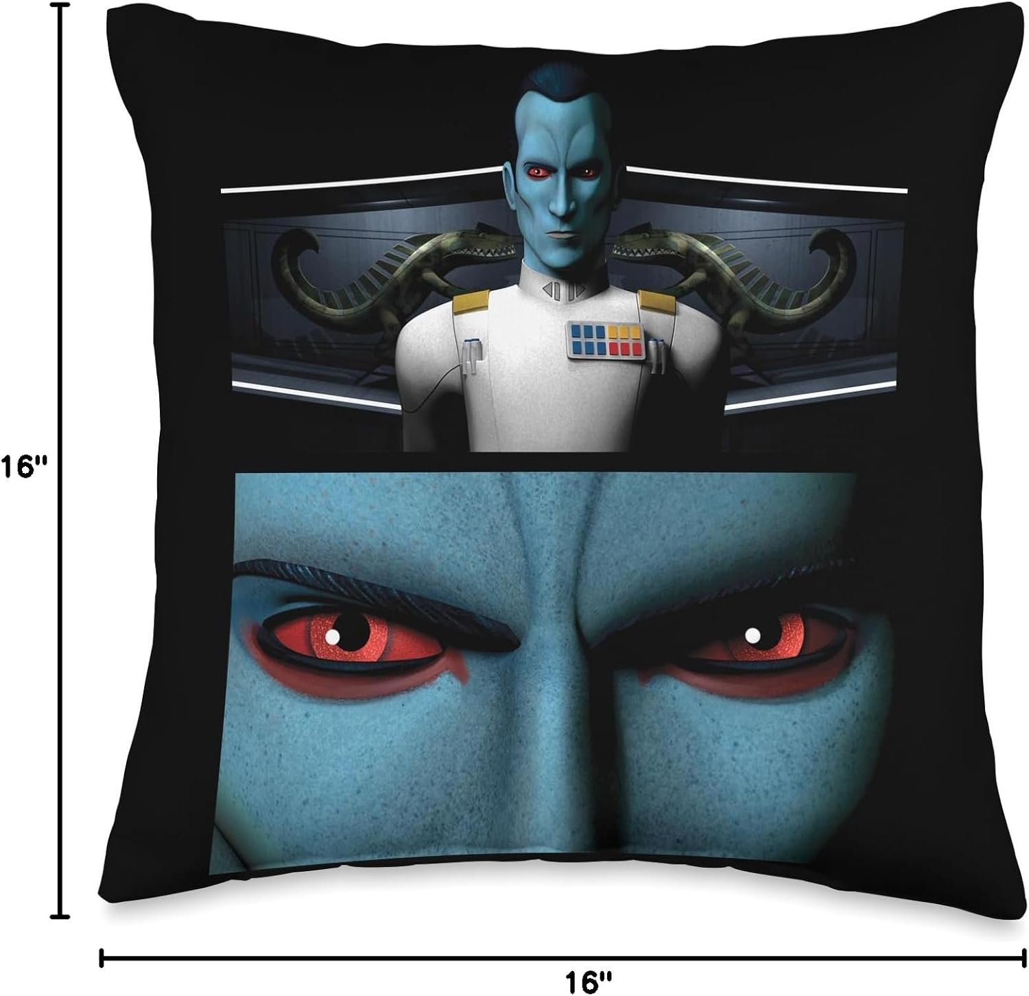 Star Wars The Clone Wars Grand Admiral Thrawn Red Eyes Throw Pillow