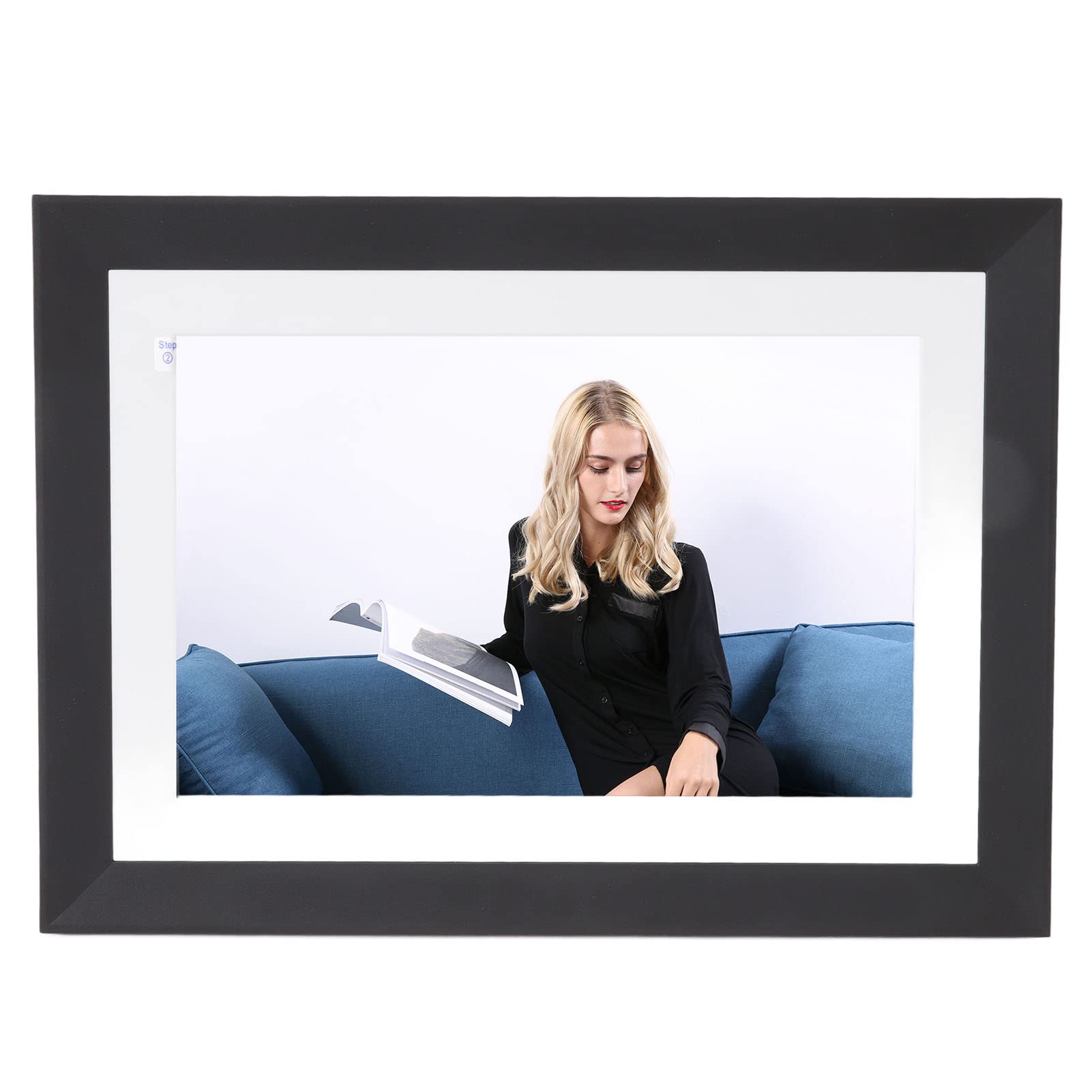 Smart Touch Cloud Photo Frame, Electronic Picture Frame HD IPS Panel 10 Point Touch Black Frame for Sitting Room EU Plug 100-240V