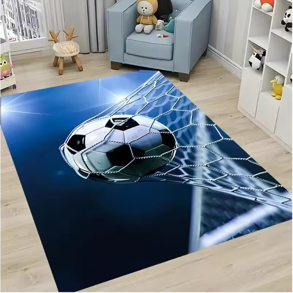 Tapis de sol de football de style dessin animé pour chambre d'enfant 80x150cm