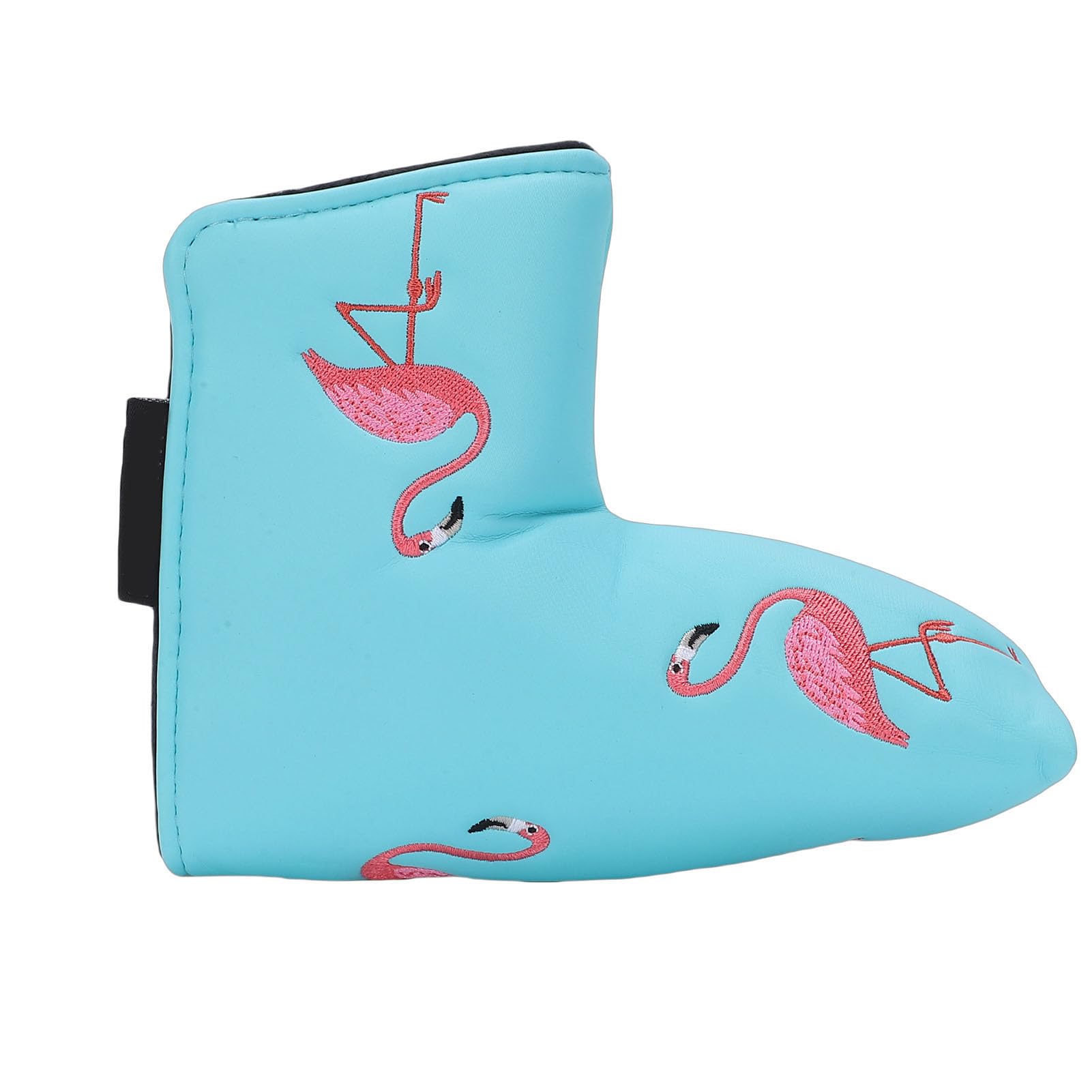 Eacam Mallet Magnetic Putter Headcover, Flamingo Stickerei Mallet Putter Headcover, Wasserdichtes PU-Leder, Plüschfutter, Himmelblau, Eleganz und