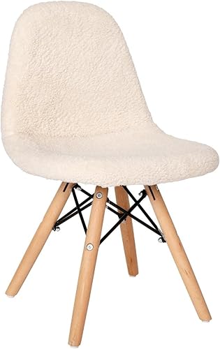 Flash Furniture Zula - Silla moderna acolchada de piel de oveja sintética para niños, tapizado acolchado de piel de oveja sintética color blanco disponible en Yaxa Peru