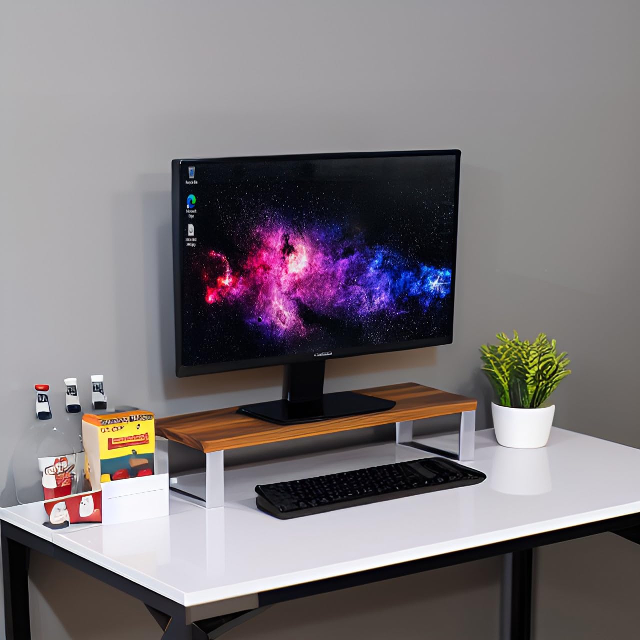 Dime Store Engineered Wood & Iron Leg Monitor Stand For Desk, Table