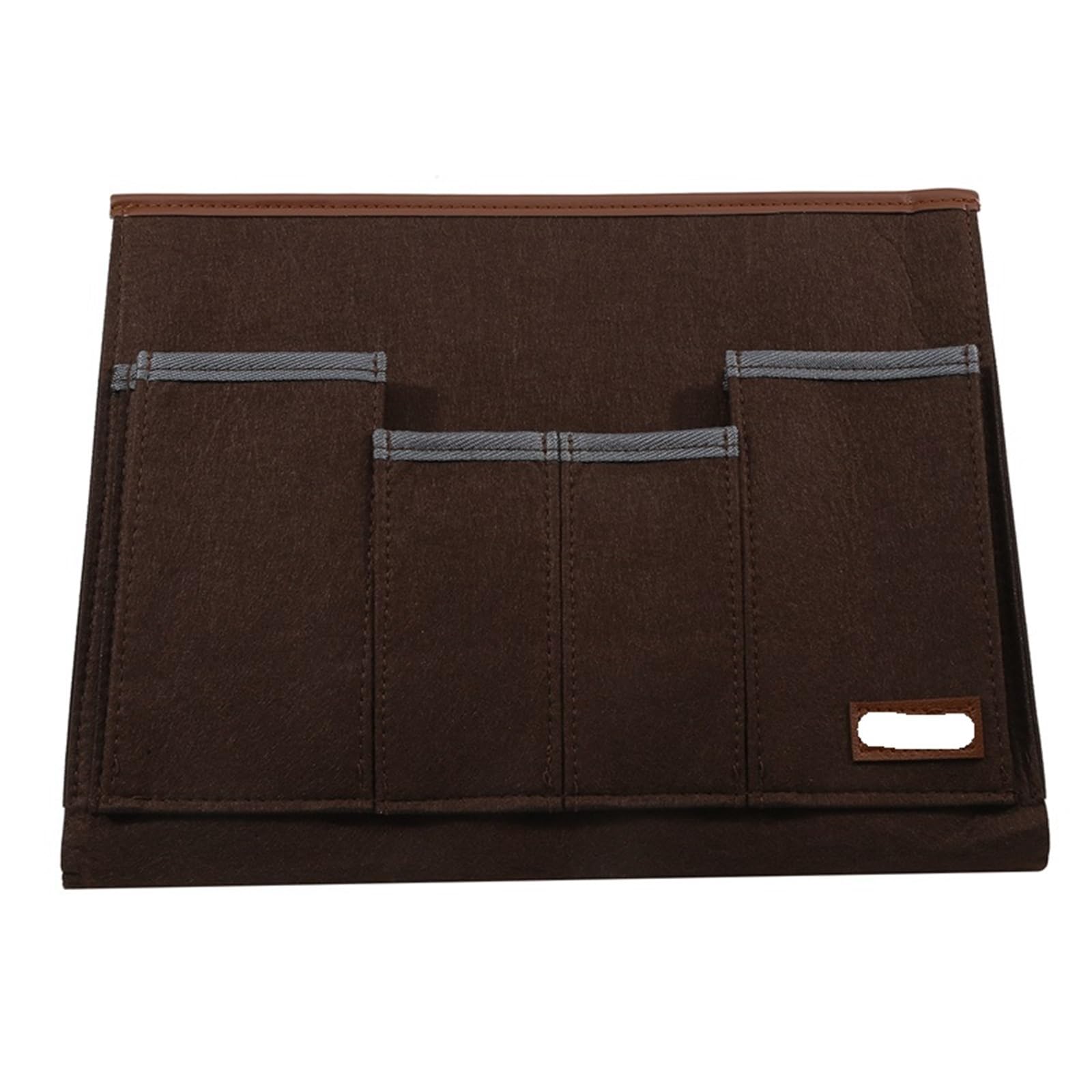 BDFJEDS Couch Armrest Organizer Felt Bedside Storage Bag Pouch Bed Desk Sofa TV Remote Control Hanging Caddy Couch Organizer Holder Pockets(Brown)