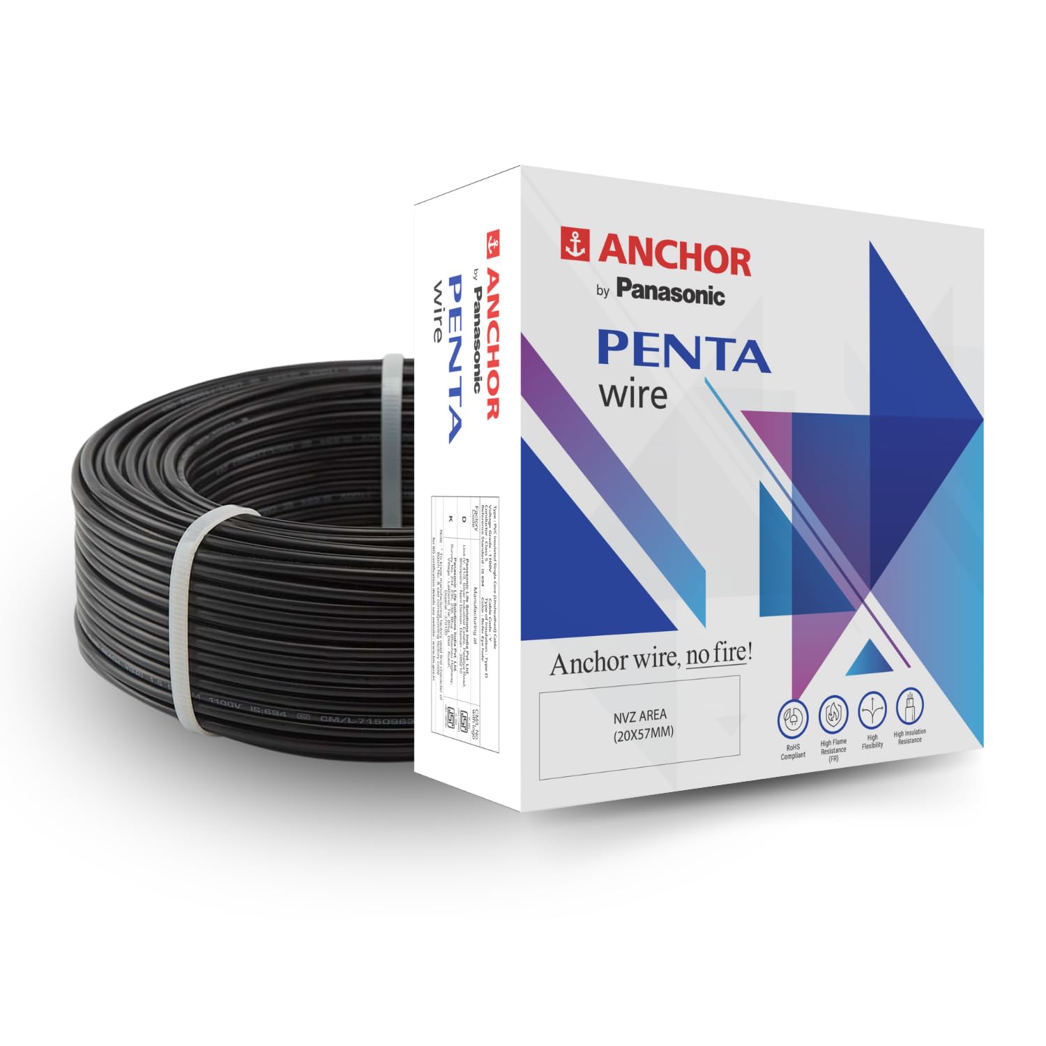 Anchor by Panasonic Penta 1 mm PVC Insulated Copper Wire for Home Wiring, 90 Meter Electric Wire Cable for Industrial and Domestic Connections (Black, 96333BK)-image-12