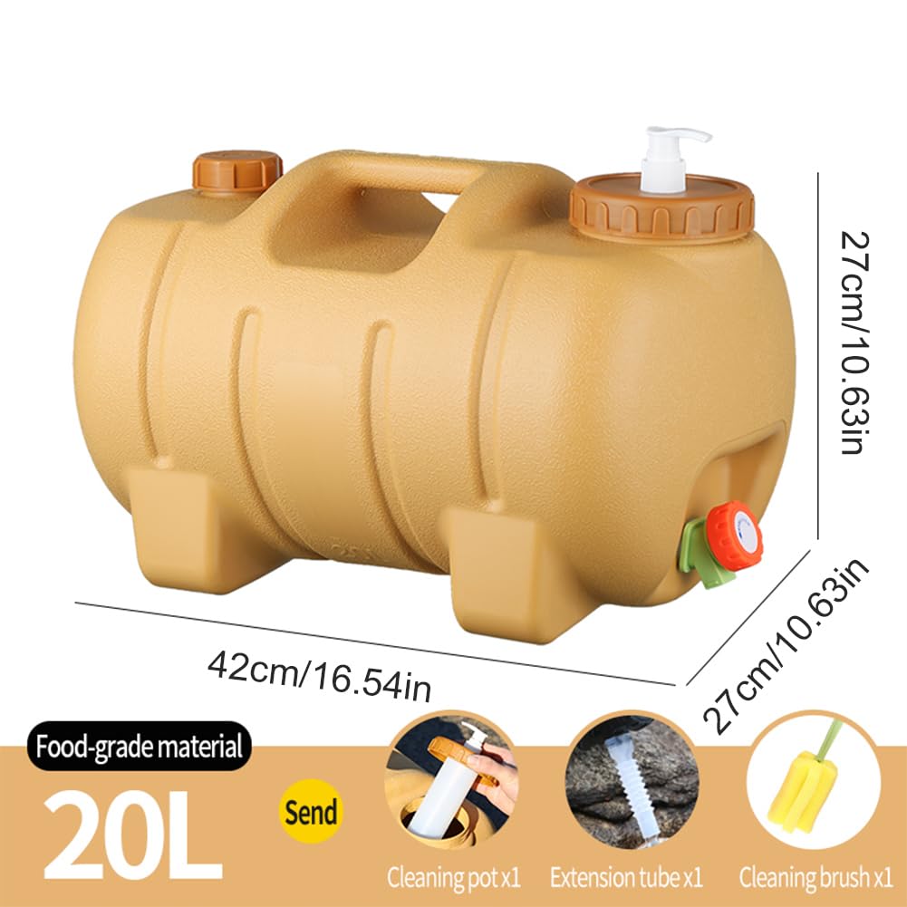 Generic 20L Water Container with Faucet Portable Bucket with Faucet Camping Water Container Leak-Proof Drinking Storage Kettle Large Water Dispenser Carrier for Outdoor Vehicle Car Camping