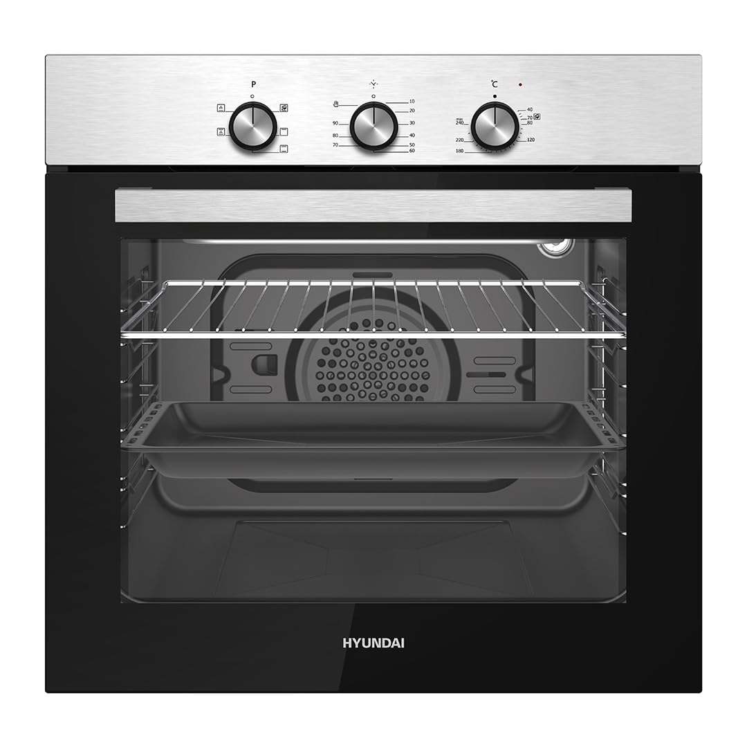 Hyundai Horno Multifunción con Ventilador Inox HHM4700X. Capacidad 60 Litros, 2300 W, 5 Programas, Interior Esmaltado, Fácil Limpieza, Eficiencia Energética Clase A