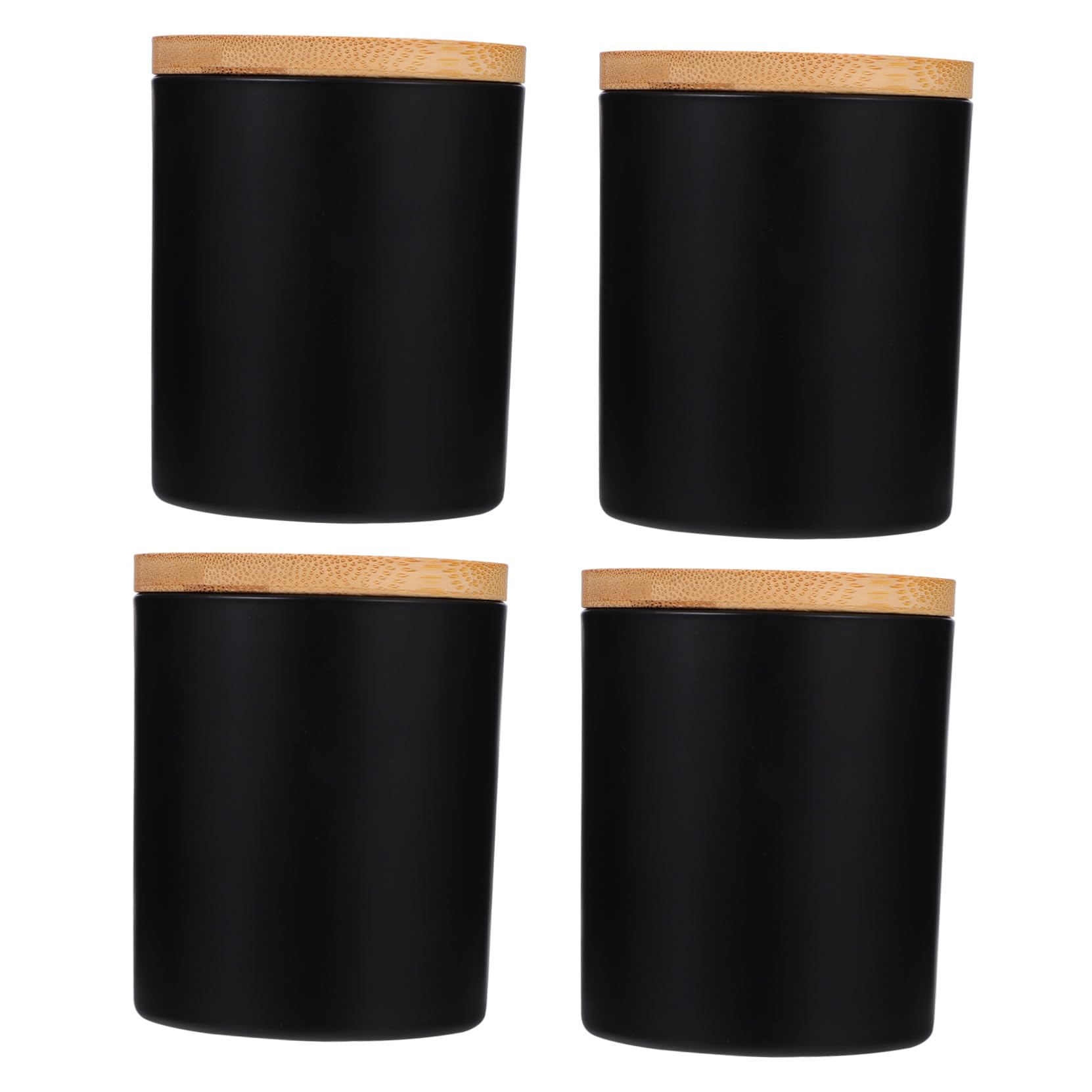 HAPINARY Aromakerzenglas aus Glas mit Deckel für Duftkerzen | Schwarz, Selbstgemacht Kerzendose für Selbstgemacht Candle Making und Büro, Schlichtes Design im 4 Stück-pack