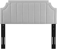 Vista 4 de Modway Alyona - Cabecera capitoné de terciopelo de alto rendimiento, color gris claro