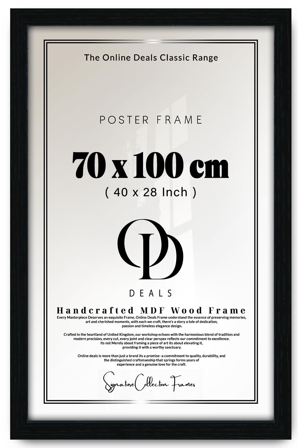 OD Deals 70x100 cm (27.6x39.4 Inch / 700x1000 mm) MDF Poster Frame | Elegant Modern Wall Frame with Shatterproof Acrylic Front for Artwork & Photos (Black)
