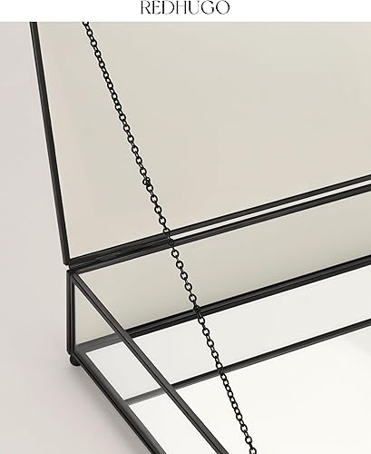 Miniatura 5 de REDHUGO Cajas de vidrio grandes para exhibición hechas a mano, fondo de espejo, joyero de vidrio con tapa, caja de cristal para baratijas, caja de