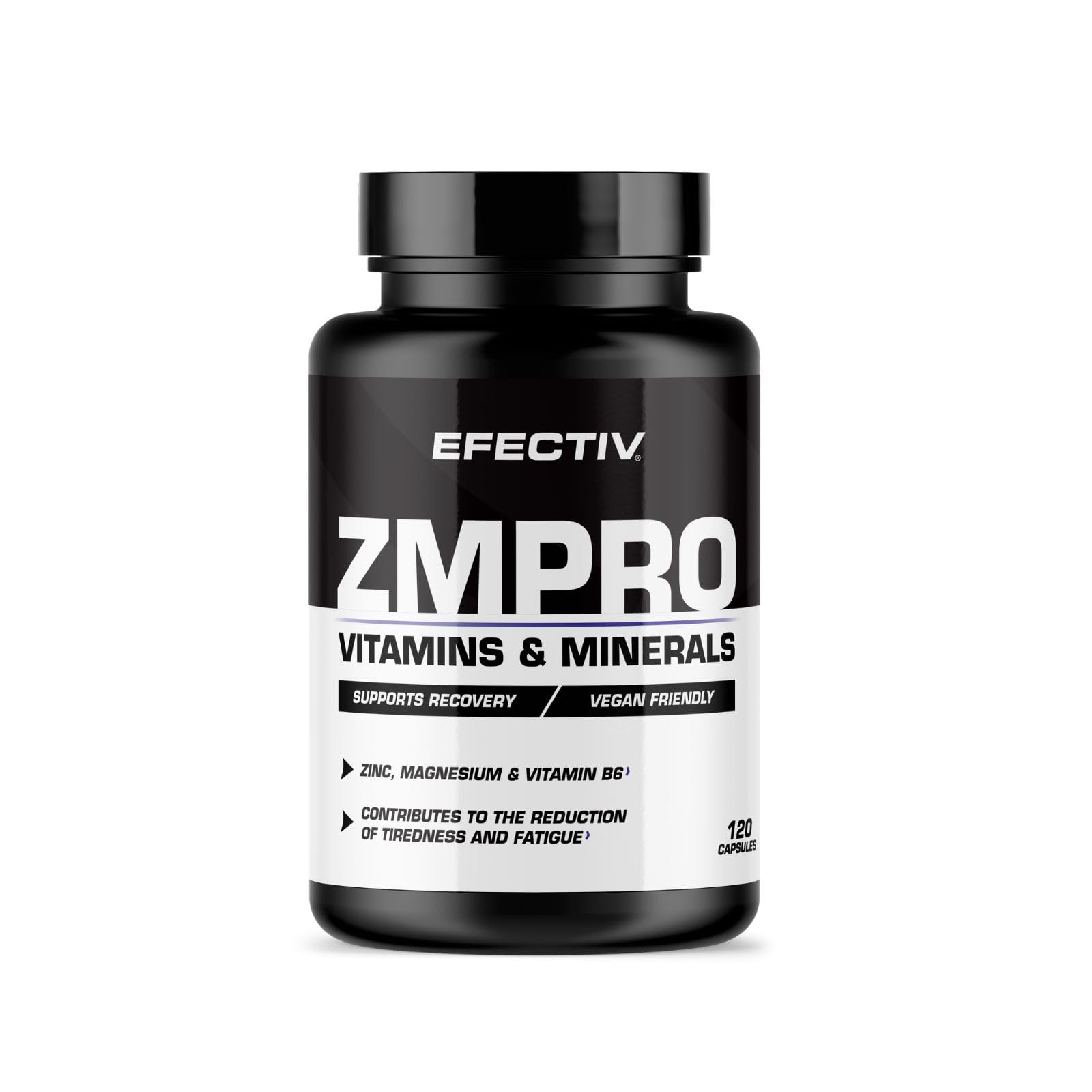 Efectiv Sports ZM PRO | Blend of Zinc, Magnesium and Vitamin B6 | Supports and Maintains Testosterone Levels | Reduces Tiredness and Fatigue | 30 Servings | 120 Capsules