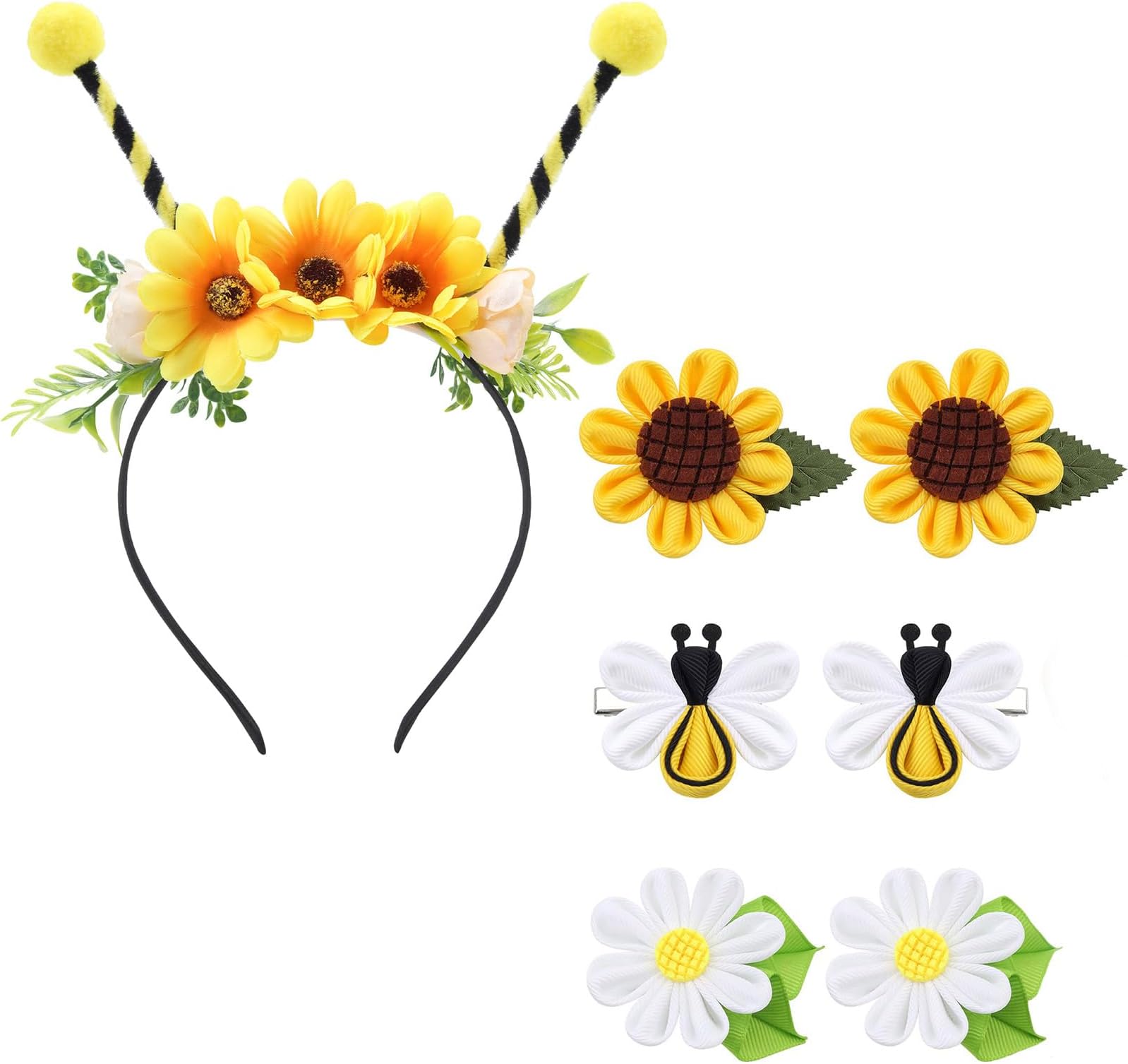 Bee Hair Accessories Antenna Headband Baby Hair Clips for Girls Sunflower Bumble Hairbands Honey Bee Toddler Bows for Kids Girls Toddler Adults