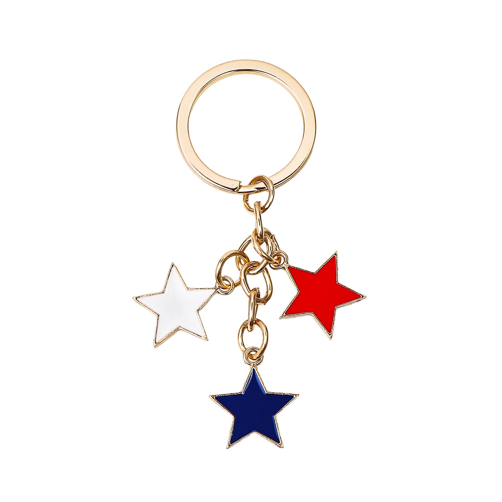 American Flag Enameled Keychain 4th of July Star Heart Keychain Patriotic Charms for Women