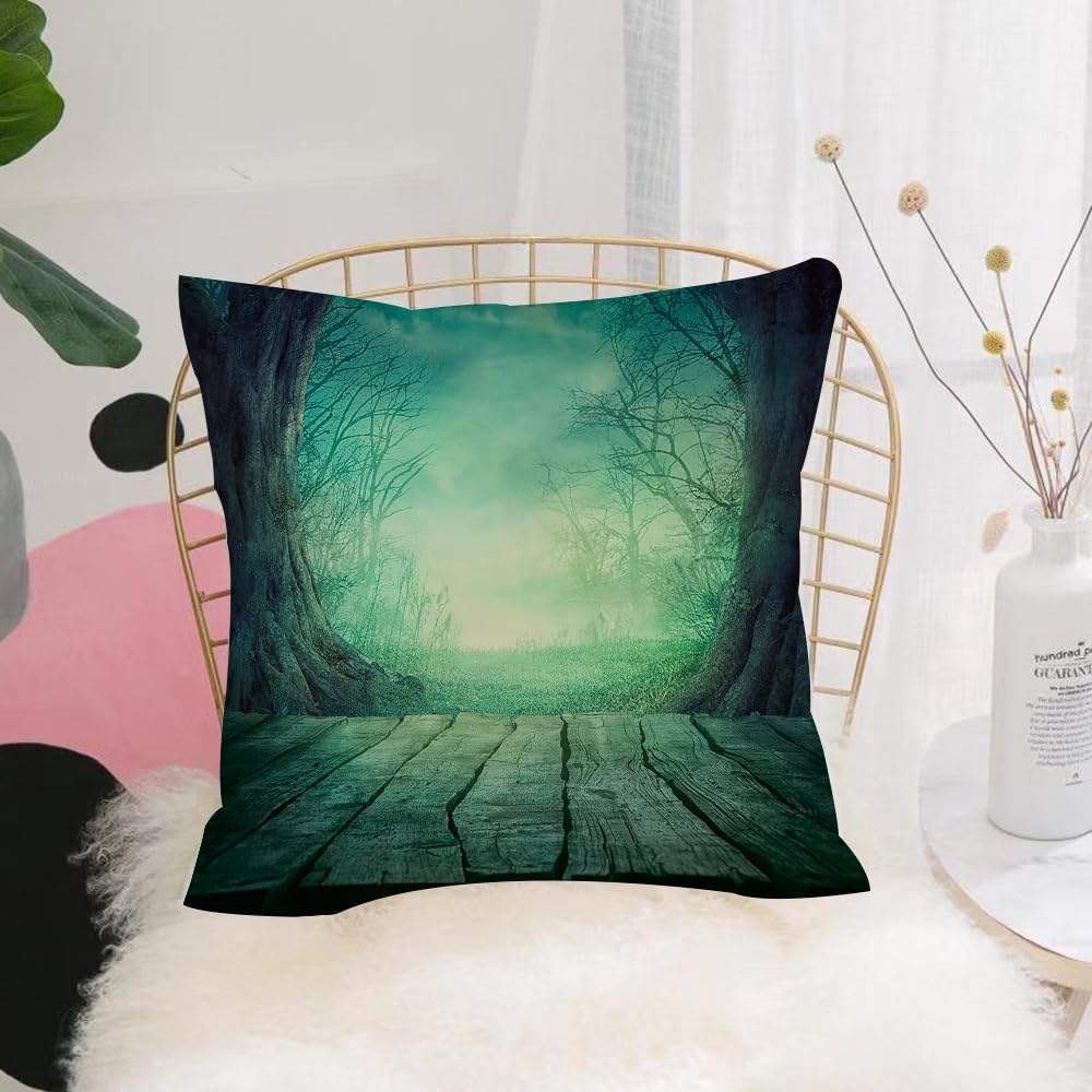 HYOSXW Cushion Cover,Throw Pillow Case Home Decorative for Living Room Bedroom Sofa Chair 16X16 Inch,Empty dark background. Halloween pattern background. Moonlight through the tree,Pillowcase 40X40cm