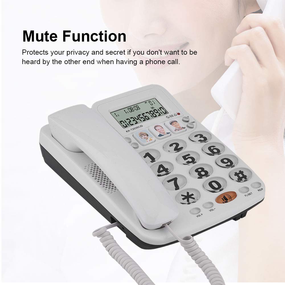 Telefono con cavo, telefono fisso domestico con filo con vivavoce e ID chiamante, telefono con cavo a 2 linee suono chiaro per casa/ufficio/hotel