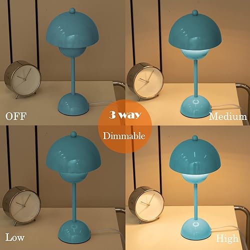 Miniatura 2 de Lámparas de mesa modernas, lámpara de noche de 3 niveles de brillo para dormitorio, lámpara de escritorio recargable con bombilla LED de 6 W,