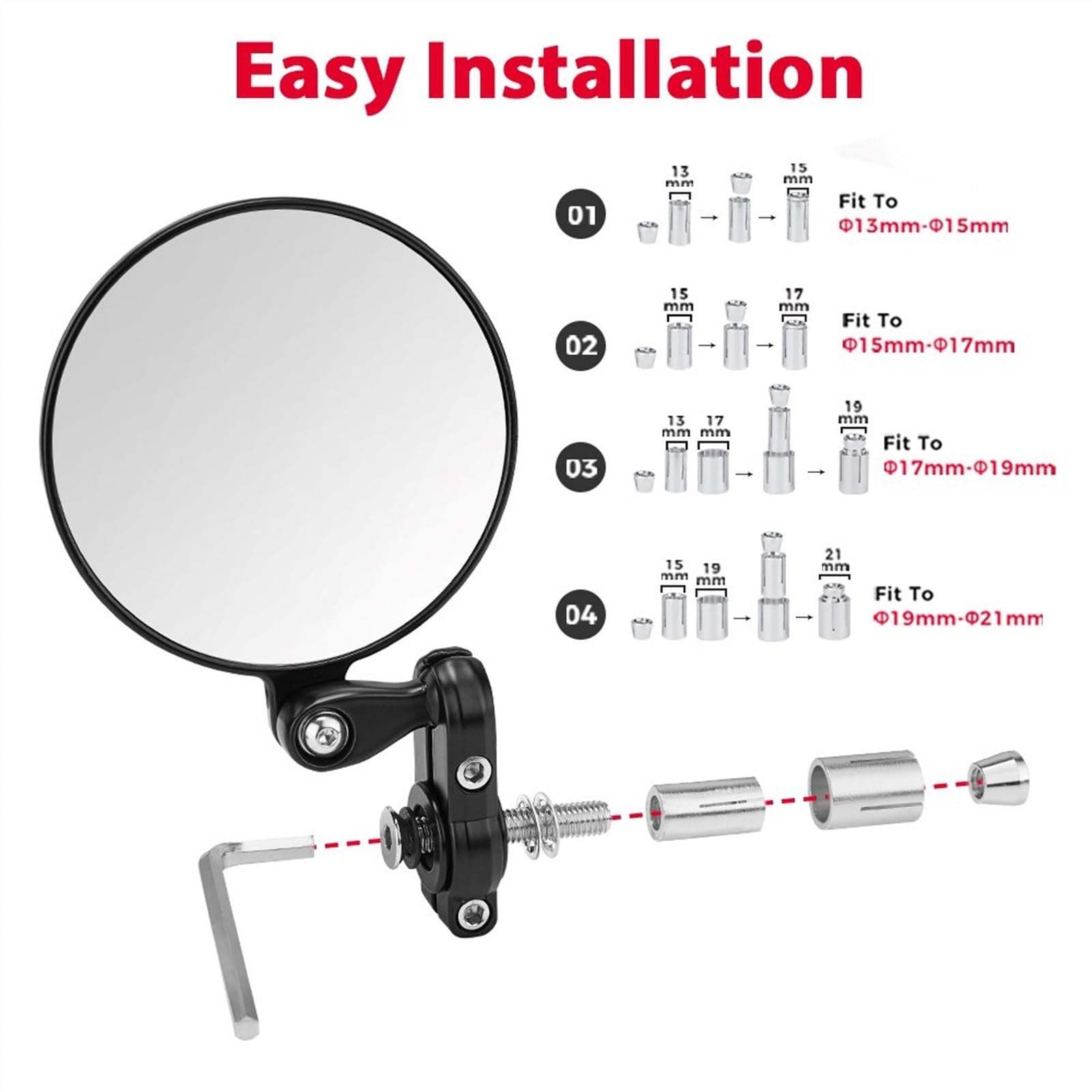 Seitenspiegel Motorrad Motorradspiegel E-MARK Lenkerendspiegel Für MT07 Für MT09 R1 R3 Für Cafe Für Racer Für CB125R Für CBF125 Für Z900 Für Z750 Fahrradspiegel Spiegel für Lenkerende (Size : Bundle