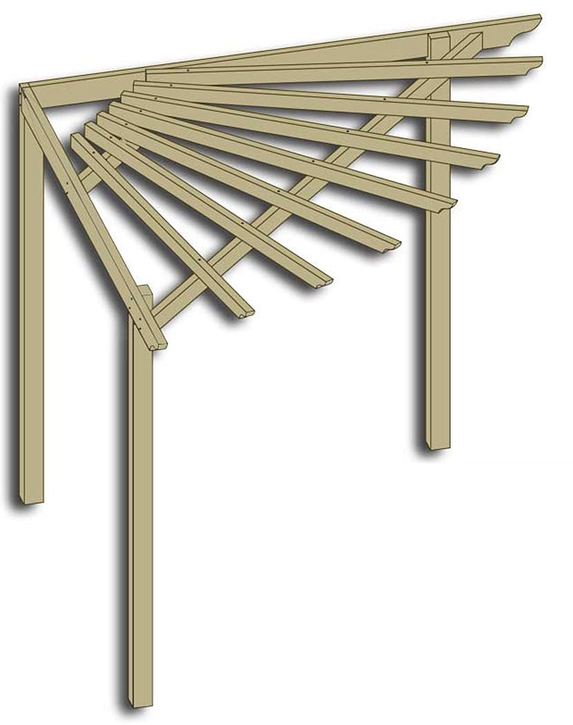 Gartenpirat Eckpergola Pergola 240x240x220 cm, Holz, kesseldruckimprägniert, Selbstmontage