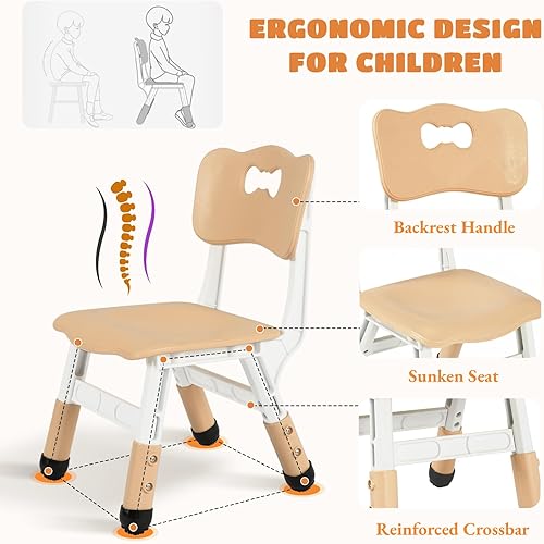 Miniatura 2 de Arlopu Juego de mesa y 4 sillas para niños, juego de mesa y sillas para niños pequeños, patas antideslizantes, escritorio de graffiti, mesa de