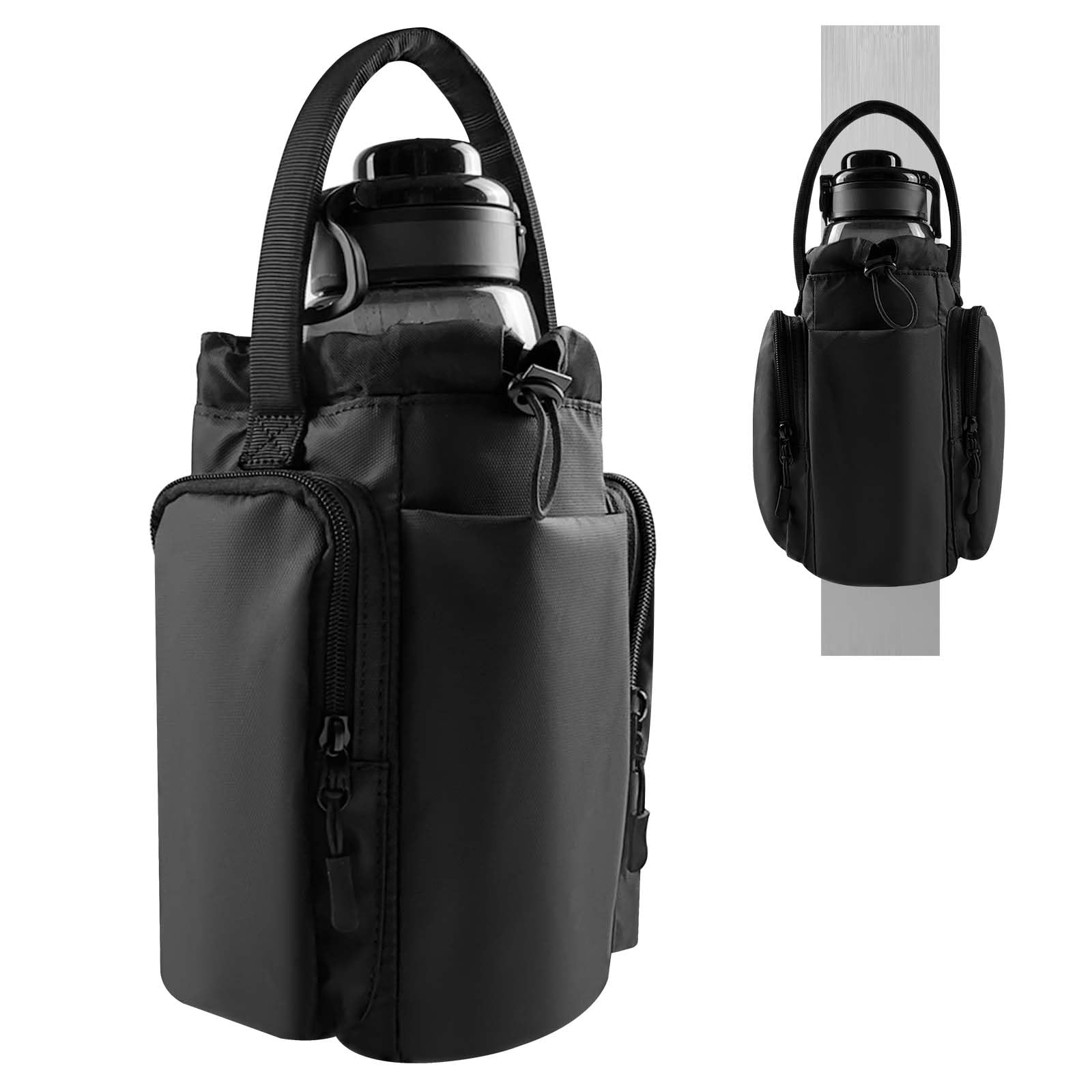 WILNUO Magnetic Gym Bag for Men and Women, Magnetic Water Bottle Holder, Sling Sport Bag for Travel, Work, Fitness, Black